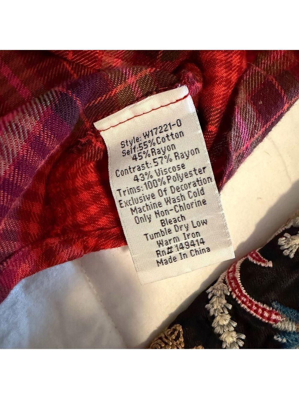Johnny Was Esme Embroidered Western Pearlsnap Shirt Red Plaid Rodeo Women's XXS - Picture 14 of 14